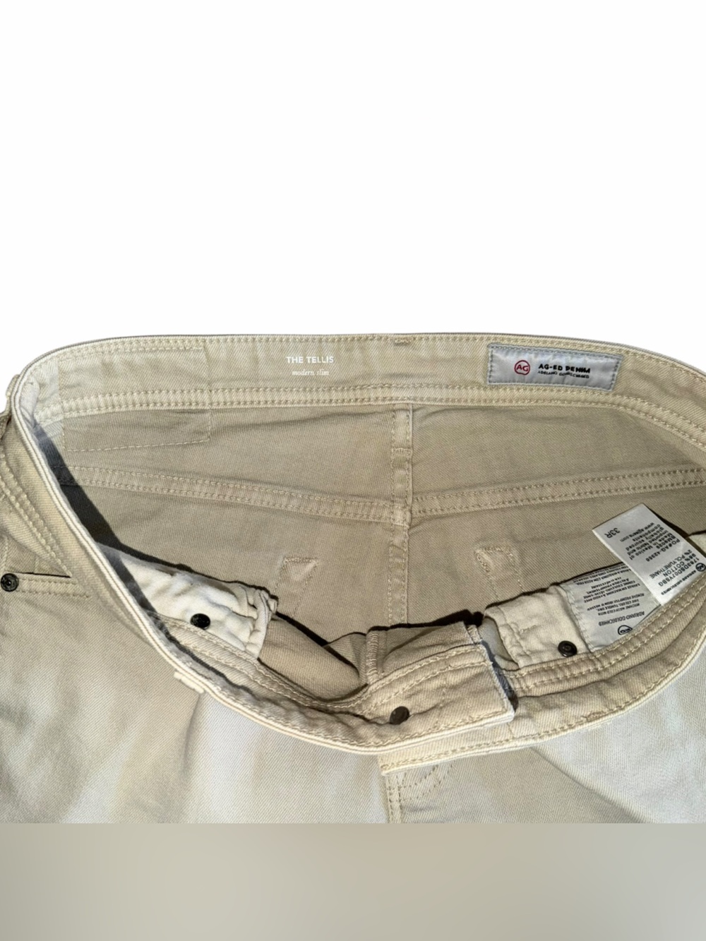 AG Adriano Goldschmied Tellis Jeans Mens 33x30 Beige Modern Slim Tapered Stretch - Picture 3 of 8